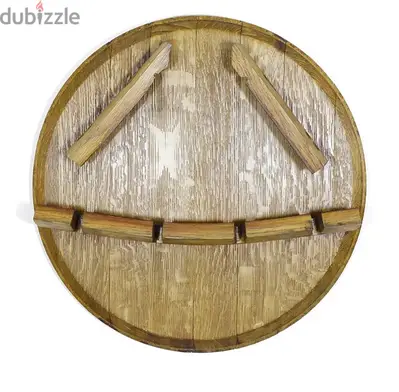 Wine barrel bottle and glass wood bar wall display. Wine barrel bottle and glass wood bar wall display.