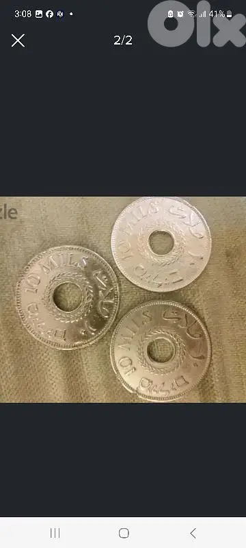 set of 3 Palastin Coins 10 mil 1927,1939,1940