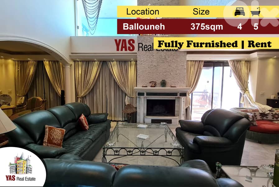 Ballouneh 375m2 Penthouse | Rent |Furnished | Luxury | View |Catch|KS 0