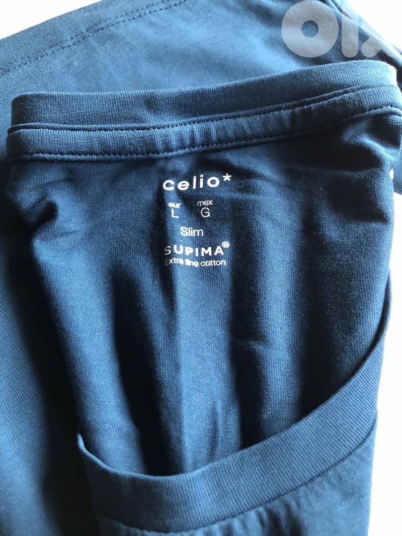 Celio Original Men's T-Shirt SUPIMA, (Petrole size L ) 35$ 1