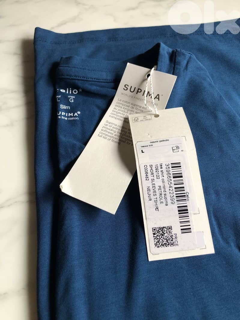 Celio Original Men's T-Shirt SUPIMA, (Petrole size L ) 35$ 3