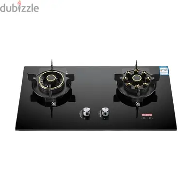 Digital Gas Stove with 2 Burners, Heat Knobs, Slim Glass Top