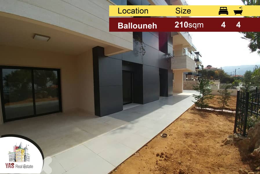 Ballouneh 210m2 | duplex | 100m2 garden | Brand New | Open View | 0