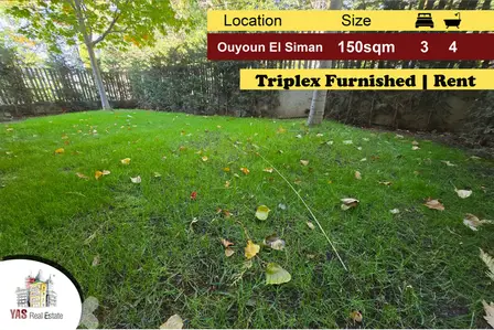 Ouyoun El Siman 150m2 | 50m2 Garden | Furnished Triplex | Rent | DA |