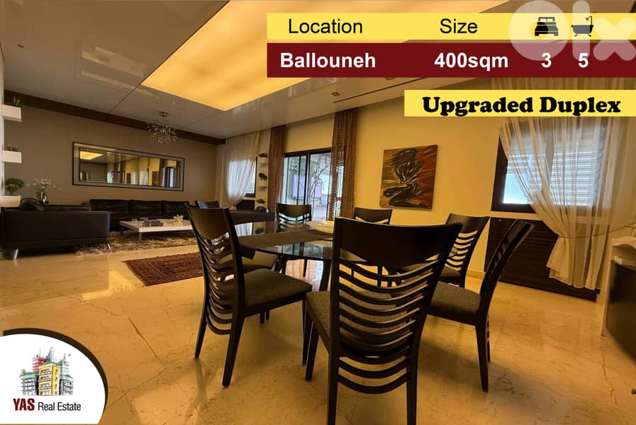 Ballouneh 400m2 | Duplex | Prime Location | Fully Upgraded | AC | 0