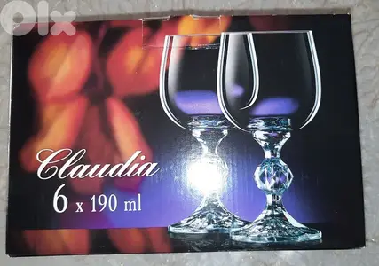 box of 6 cristal wine cups gold plated