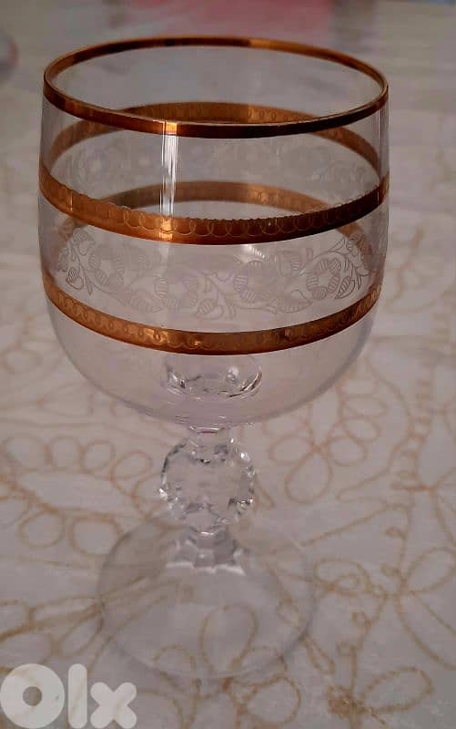 box of 6 cristal wine cups gold plated 5