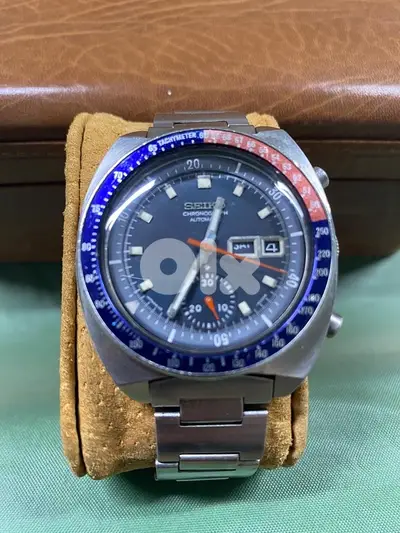 rare seiko automatic chrono pepsi cola bezel