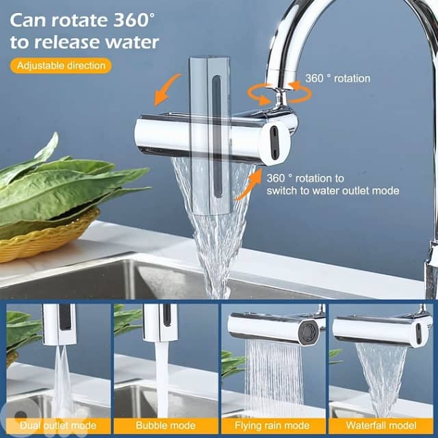 Rotatable Kitchen Faucet with 360° Spray Head, 4 Modes, Filter 6