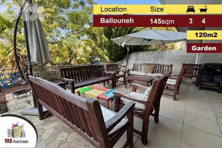 Ballouneh 145m2 | 120m2 Garden | Excellent Condition | Private Street