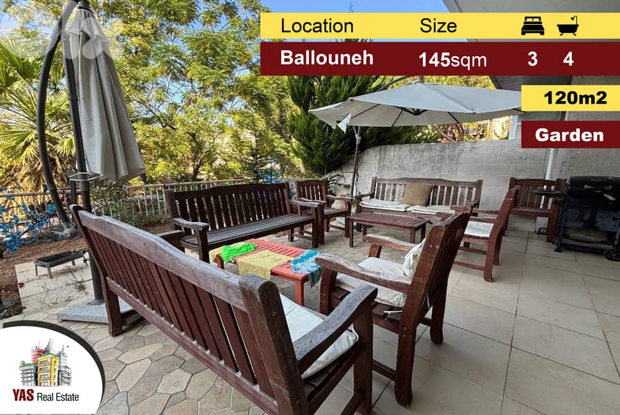Ballouneh 145m2 | 120m2 Garden | Excellent Condition | Private Street 0