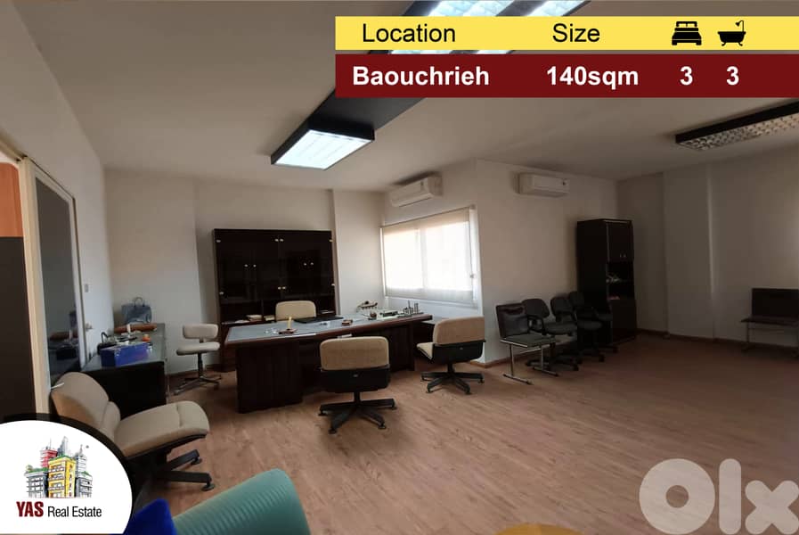 Baouchrieh 140m2 | Prime Location | Well Maintained | AA AC | 0