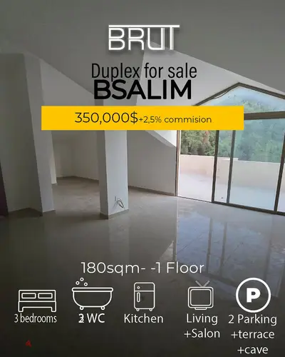 Amazing 280 sqm Brand new Duplex for sale in Bsalim- Metn -Catch