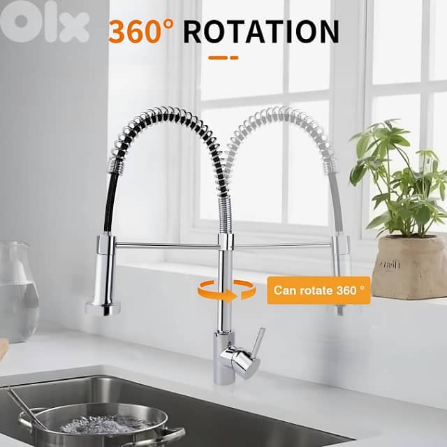 Pull Out Kitchen Mixer Tap, 360 Swivel, 2 Spray Modes, Chrome 1