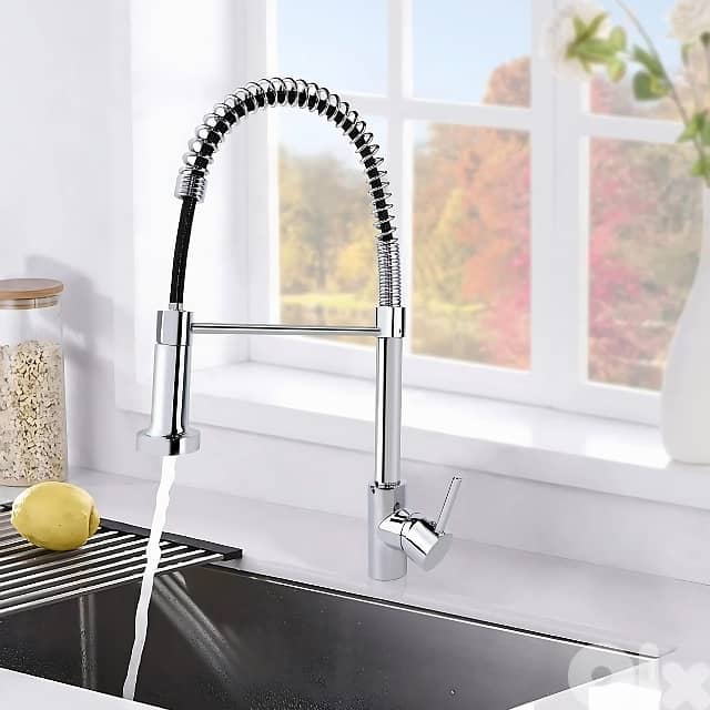 Pull Out Kitchen Mixer Tap, 360 Swivel, 2 Spray Modes, Chrome 6