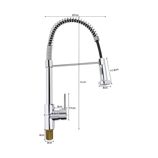 Pull Out Kitchen Mixer Tap, 360 Swivel, 2 Spray Modes, Chrome 7