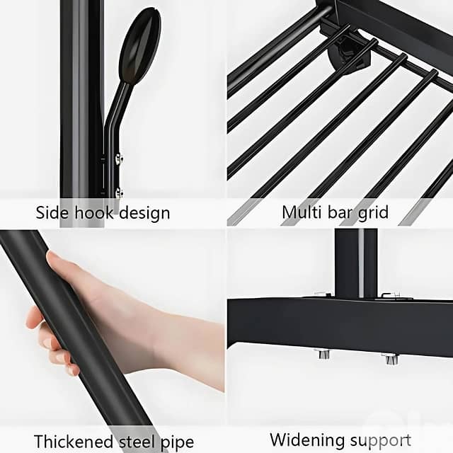 Double Pole Coat Rack – Wheels, 2 Shelves & Heavy-Duty Steel Frame 5