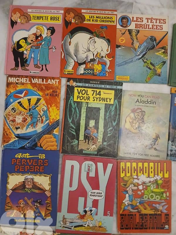 14 livres bandes dessinees en francais, tintin, asterix, quick, chick 2