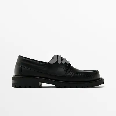 MASSIMO DUTTI | BLACK NAPPA DECK SHOES 42