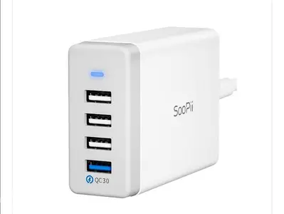 SooPii 40W Charging Station,4 Port usb Charger & 1 QC 3.0/4$ delivery