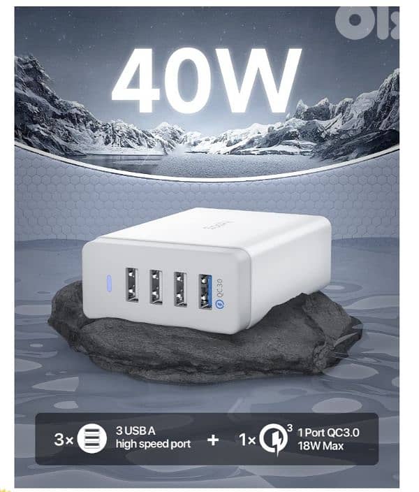 SooPii 40W Charging Station,4 Port usb Charger & 1 QC 3.0/4$ delivery 4