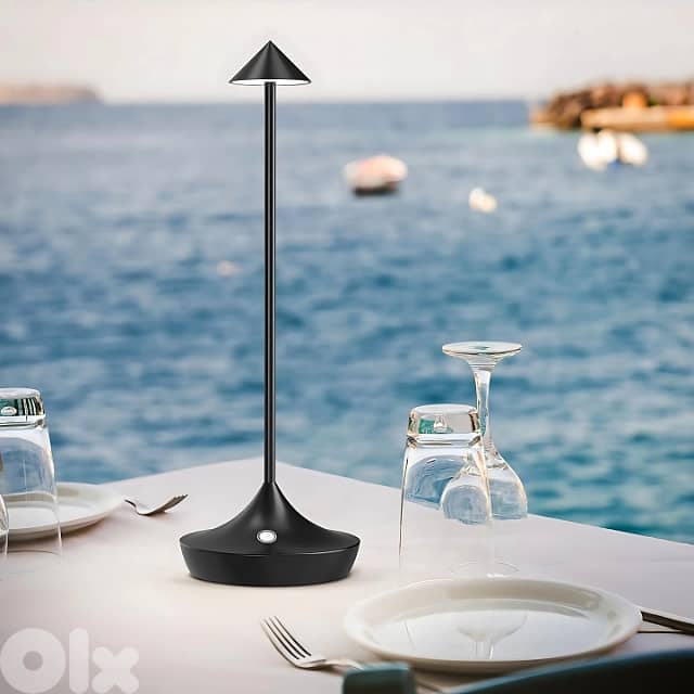 Cordless Table Lamp with Modern Metal Finish, Touch Dimmer 0