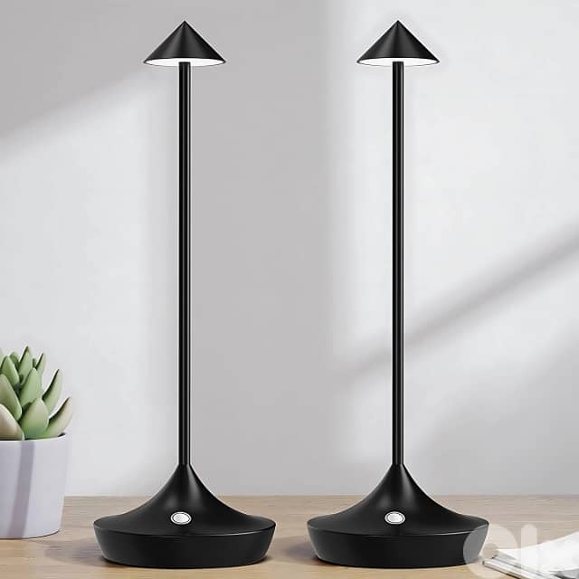 Cordless Table Lamp with Modern Metal Finish, Touch Dimmer 1