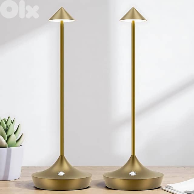 Cordless Table Lamp with Modern Metal Finish, Touch Dimmer 2