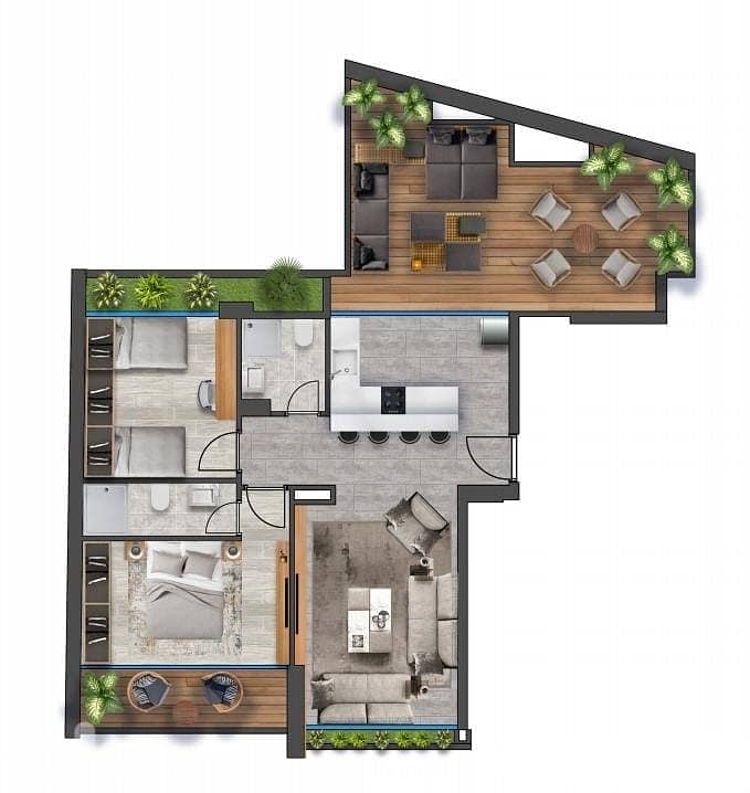 READY TO MOVE IN SPEARS PRIME , TERRACE (130SQ) 2 BEDROOMS , (BT-734) 0