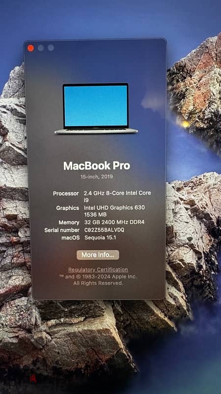 Macbook Pro 15” 32GB i9 1 Terra 3