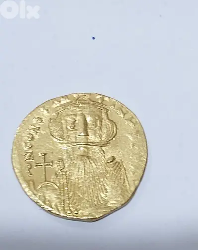Ancient Gold Byzantine Solidus Coin Emperor Contans II year 641 AD.