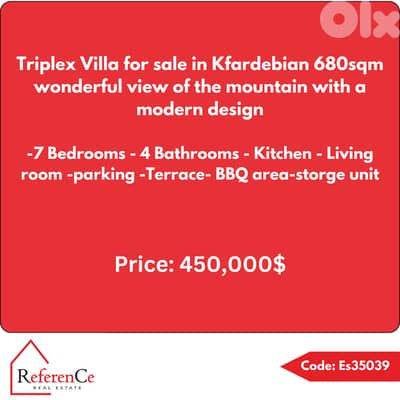 Triplex villa for sale in Kfardebian فيلا ثلاثية للبيع في كفردبيان