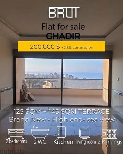 Luxurious 125 sqm +144 sqm Terrace Open sea view in Ghadir Jounieh