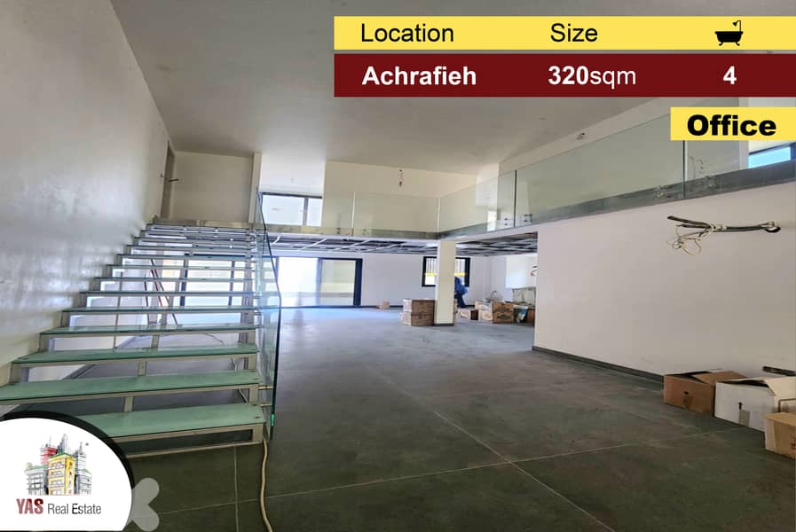 Achrafieh 320m2 | 140m2 Terrace | Luxury Office | Prime Area | AC | 0