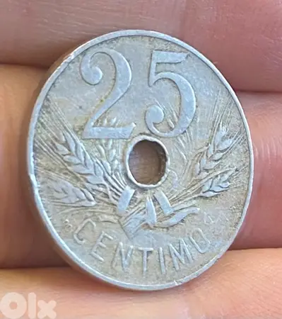 عملة عملات قديمة ٢٥ سنتيمو اسبانيا سنة ١٩٢٧