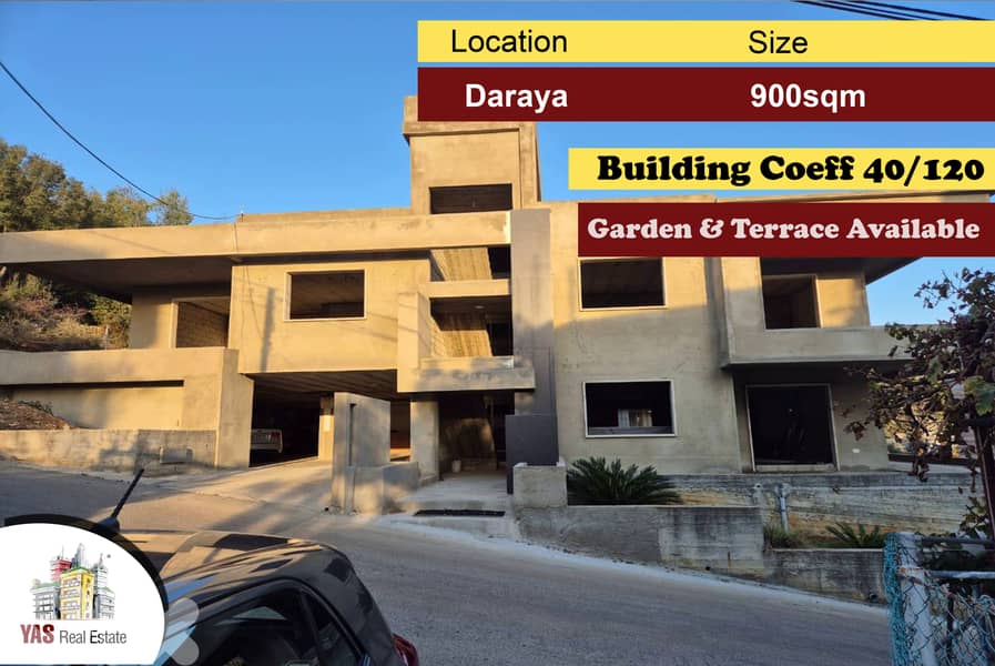 Daraya 900m2 | 350m2 Building | Troc Available | Garden Available |A 0