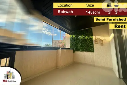 Rabweh 145m2 | Semi Furnished | Rent | Dead –End Street | Luxury | MJ