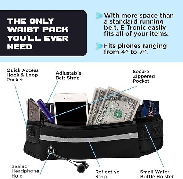 Unisex Running Belt -Black 1