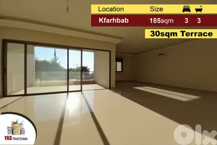 Kfarhbab 185m2 | 30m2 Terrace | Brand new | Payment Facilties | YV |