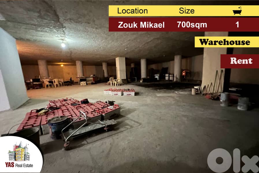 Zouk Mikael 700m2 | Warehouse | Rent | I Excellent Condition | EH | 0