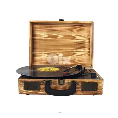 Prixton Turntable Vinyl Record Player LED Stereo Wood Bluetooth