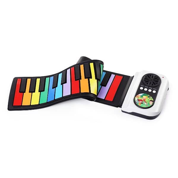 Flexible RollUp Keyboard Foldable Silicone 37 Key with Speaker Rainbow 0
