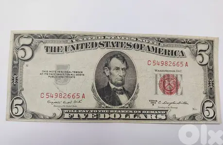 USA Five Dollars Banknote Red Seal year 1953 very fine