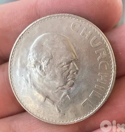 عملة عملات قديمة كراون بريطانيا تذكاري وفاة تشرشل سنة ١٩٦٥