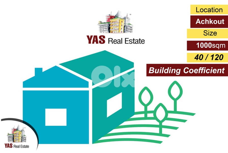 Achkout 1000m2 | Flat Land | 40 / 120 | Mountain View | AC | 0