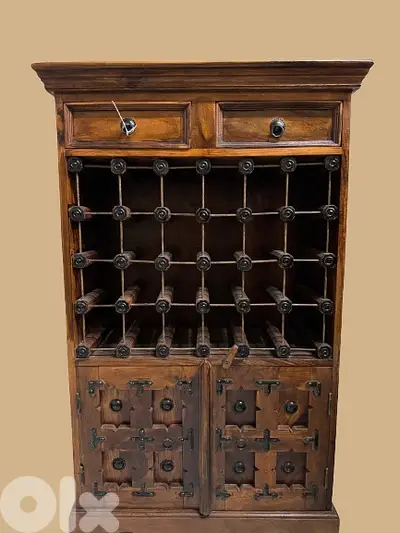 24-Bottle Rustic Wooden Wine Cabinet