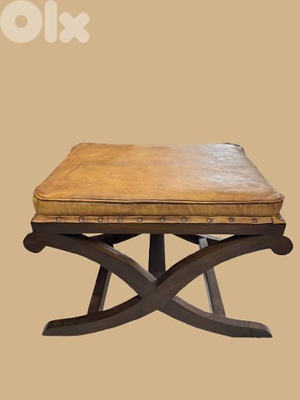 Caramel Leather Accent Stool 1