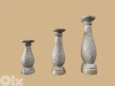 Rustic Wooden Candle Holder Set