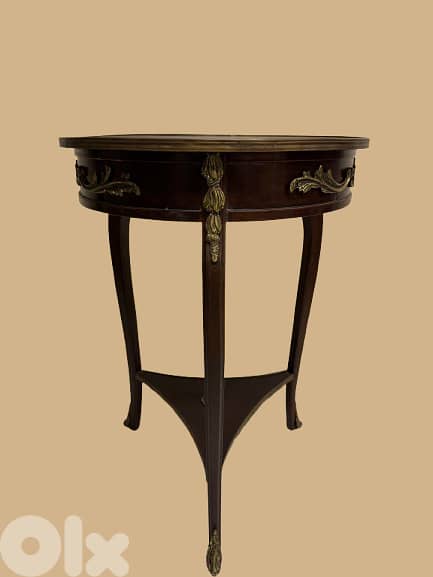 Vintage Table with Brass Accents 1