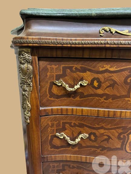 Marquetry Tallboy with Marble Top 1